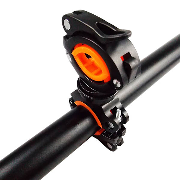 Universal sykkellys monteringsholder 360 graders rotasjon lampe klips klemme Orange Black