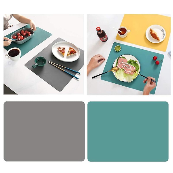 Silikonunderlägg, 4-pack, bordsunderlägg, tvättbara underlägg för kök, hem, restaurang, matbord, 40 x 30 cm Grass green