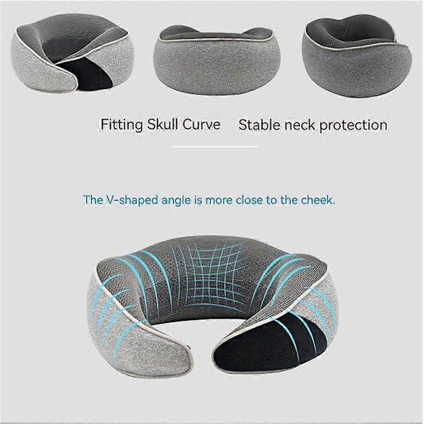 U-formad Nackkudde Portabel Resekudde Silver gray