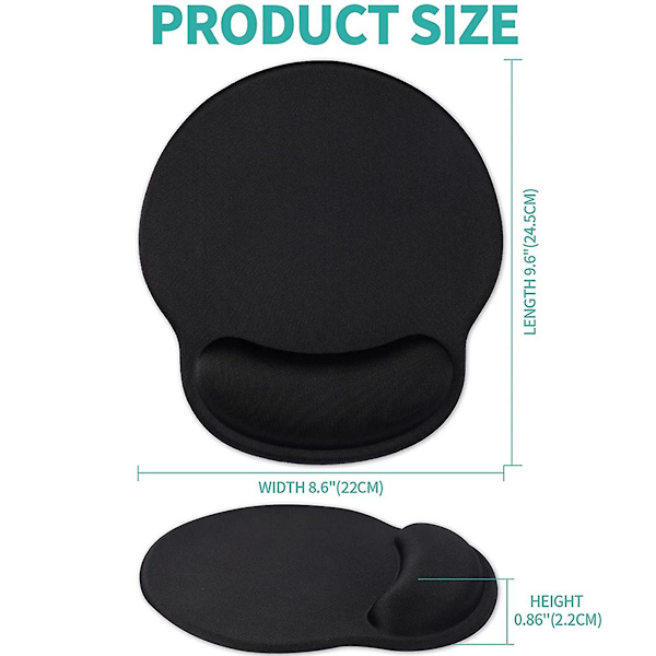 Musmatta med handledsstöd, ergonomisk musmatta med handledsstöd, bekväm datormusmatta för bärbar dator, smärtlindrande musmatta E