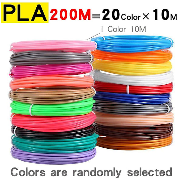 PLA-filament för 3D-pennskrivare, 10/20 rullar, 10 m diameter, 1,75 mm, 200 m, luktfri, säker plastpåfyllning för 3D-skrivarpenna 200m 20  pla