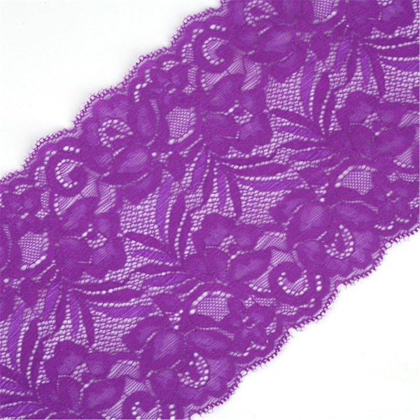 5 Yards Blomsterblonderbånd Stræk Tulle Blonderkant - Elastisk Webningstof til DIY Smykkefremstilling Håndværk - Mørk Violet