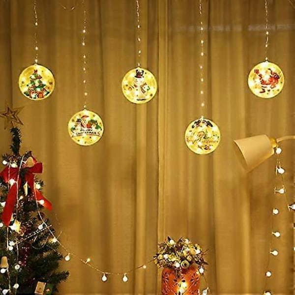 Julegardin eventyrlampe med 5 justerbare juleanheng, 1,5m x 0,7m veggmontert LED-lampe