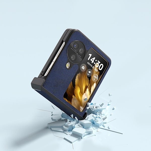Abeel för Oppo Find N3 Flip 5g telefonfodral i PU-läder med gångjärnsskydd Blue