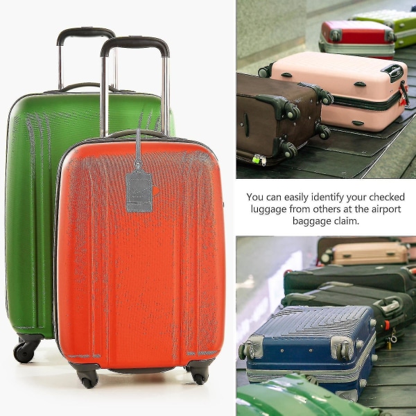 4 Pack Bagagemærker PU-læder Bagagemærker Bagageidentifikationsmærker Hængende rejsetaskemærker Grå