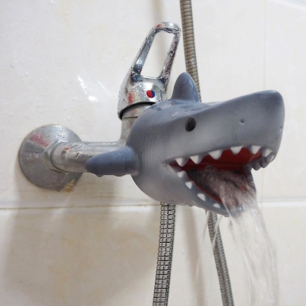 Kranförlängare för badkar, silikon, tecknad figur, för barn, för handtvätt - Tillbehör för badrumsskydd för småbarn Grey Shark