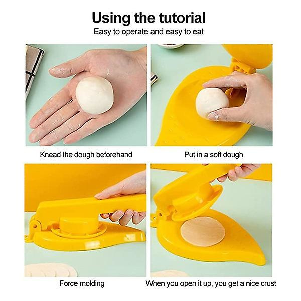 Köksprylar Handpressad Dumpling Skin Bun Form Nudelpress Maskin Hushållskök Dumpling Verktyg Gul