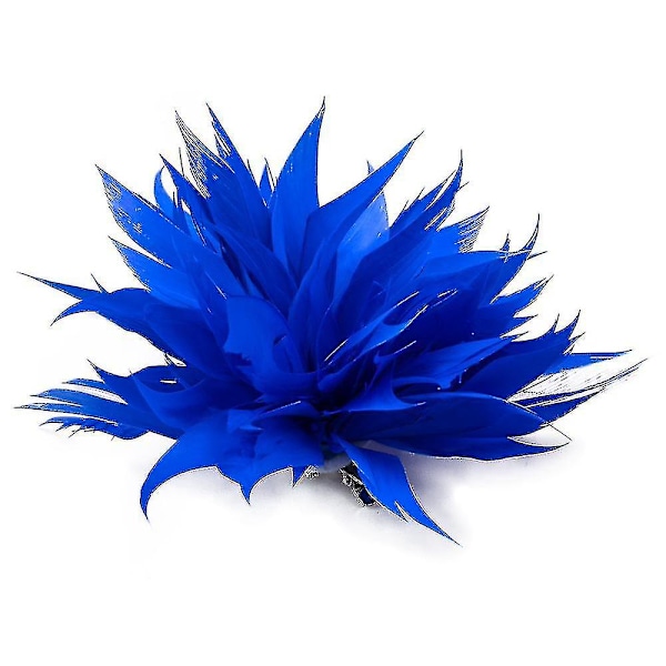 Muodikkaat sulkakorut, strutsin sulkaklipsit naisille, rintaneulat, mekkotarvikkeet, kukkaset, naisten hiukset royal blue