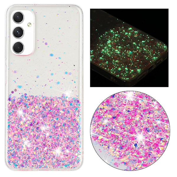 For Samsung Galaxy A05s 4G Luminous Phone Cover Epoxy Glitter Sparkle TPU Phone Case Pink