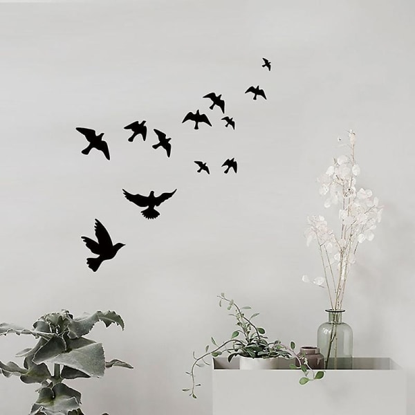 Black Carved Pvc Wall Sticker Group Of Birds Wall Sticker For Living Room Sofa Tv Background Tape Wall Sticker