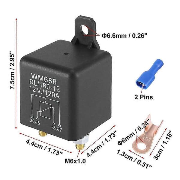 WM686 DC 12V Relæ Batteri Isolerende Relæ 12V / 120A Belastning til Biler Lastbiler Bil med Ledningsklemme