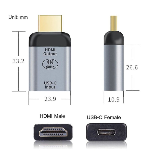 USB 3.1 Gen 2 Connect USB-C Type C naar HDMI 2.0-sovitin 4K@60HZ Video