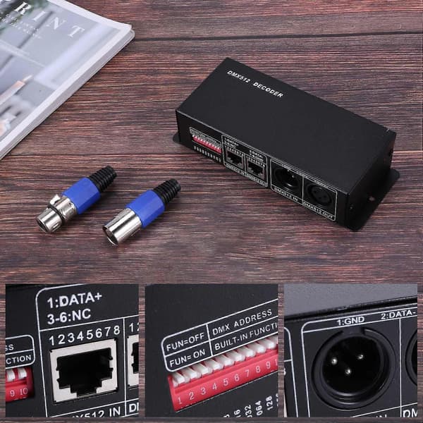 DMX 512 4CH x 8A Dekoder LED-kontroller 4-kanalsdriver RGBW LED-stripe DC 12V - 24V