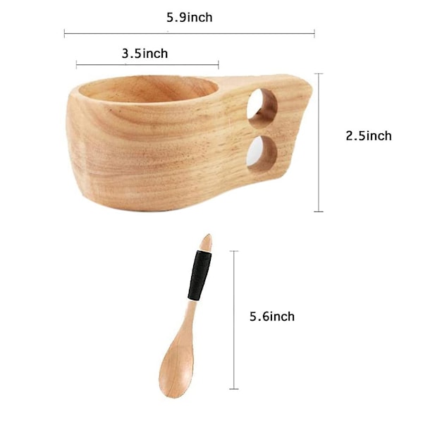 2-pak Nordic Style Trækop Kuksa Kop Bærbar Udendørs Camping Drikkekop Trækaffekop