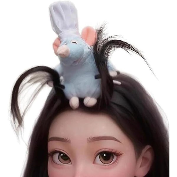 Women Cute Mouse Cartoon Animal Remy Ratatouille Plush Toy Headbands