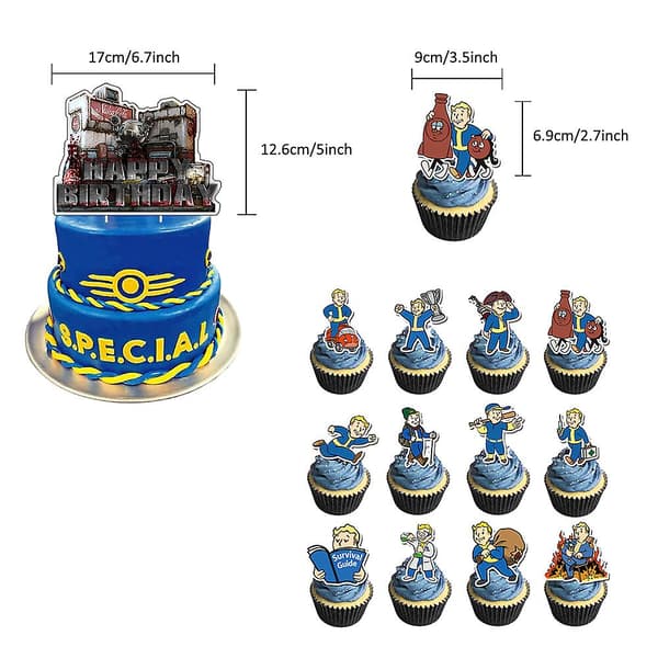 Fallout Game Vault Boy Barnfestpynt for Barn, Ballonger, Banner, Kakepyntsett, Forbruksvarer