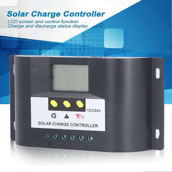 Høykvalitets Smart LCD-skjerm PWM Solcelleladeregulator Justerbar Timer