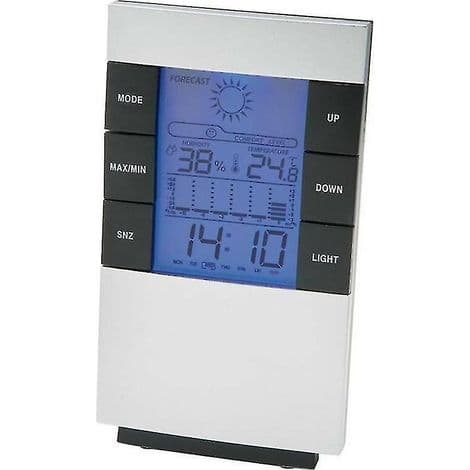 Digital väckarklocka med LCD-projektionsdisplay, temperatur och väderstation för sovrummet
