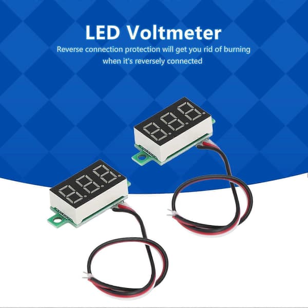 Højkvalitets 2 stk. grønt lys tre-leder DC digital display voltmeter hoved 0,36