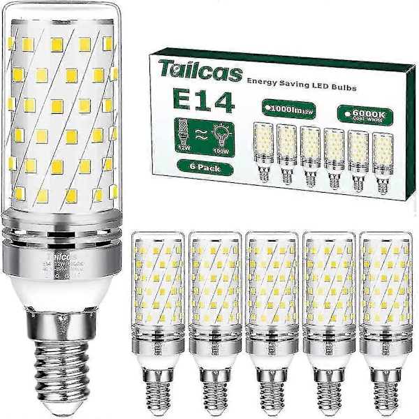 LED-lampa E14 Kallvitt, 16W E14 Skruvsockel Lampa 6000k 1200lm Ej dimbar Flimmerfri AC 220-240v