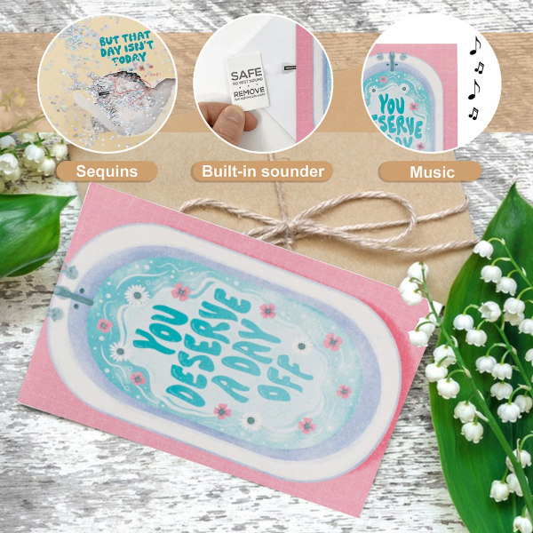 1 set Mors Dag Present Creative med Mamma Musik Oändligt Mamma Mammas Kort med Glitter Mors Dag Tillbehör TSUNDEAU