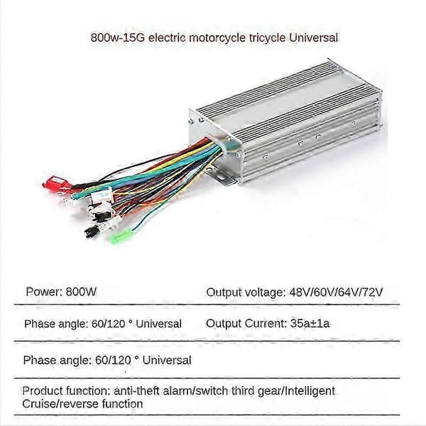 48V 60V 64V 800W Navmotor Controller 15Mos MAX 35A til Elcykel E-Scooter Motorcykel Bldc Moto