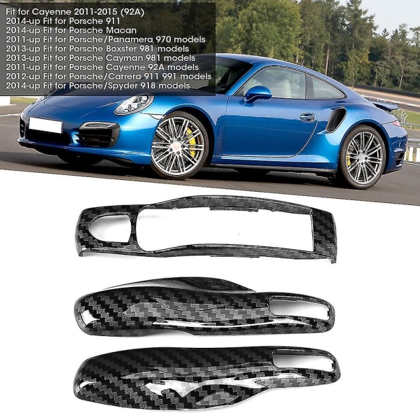 3 st/set Kolfiber Stil Bilnyckel Trim Cover Passar För Porsche Cayman/macan/boxster