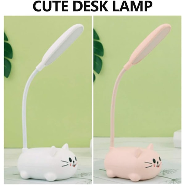 LED-bordslampa för barn trådlös laddning ögonskyddslampa USB -laddning tecknad leksakslampa (rosa)