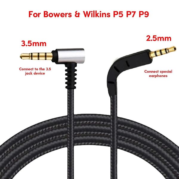 Audiokabel til Bowers P7 Headset - Udskiftningstilbehør - Sort