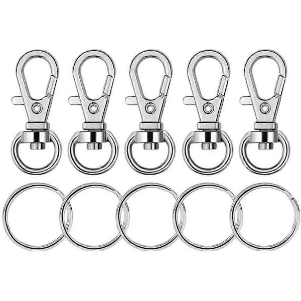 100 st Metalliska Swivel-Snäpphakar med Nyckelringar