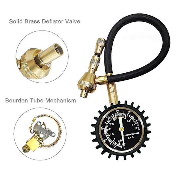 Däcktrycksmätare, 2 i 1 Professionell Däcktrycksmätare 75psi Med Specialchuck För 4x4 Stora Terrängdäck