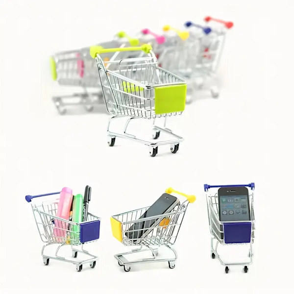 1:a, Mini Handlevogn for Kontor, Supermarkedshandlevogn Mini Supermarked Oppbevaringsverktøy Dekorasjoner Rosa
