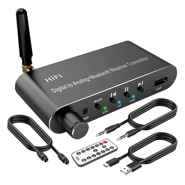 Bluetooth 5.1 Sender Modtager Digital til Analog Audio Konverter DAC Trådløs Adapter, Koaksial til A