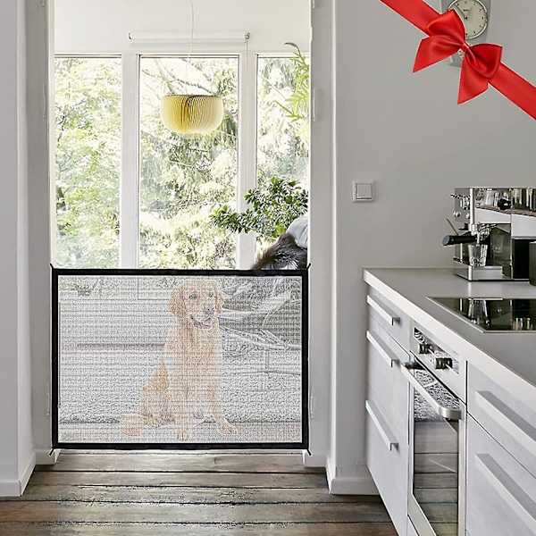 Sikkerhedsgitter til Hunde, Foldbar, Teleskopisk, 100x72 Cm, Sort