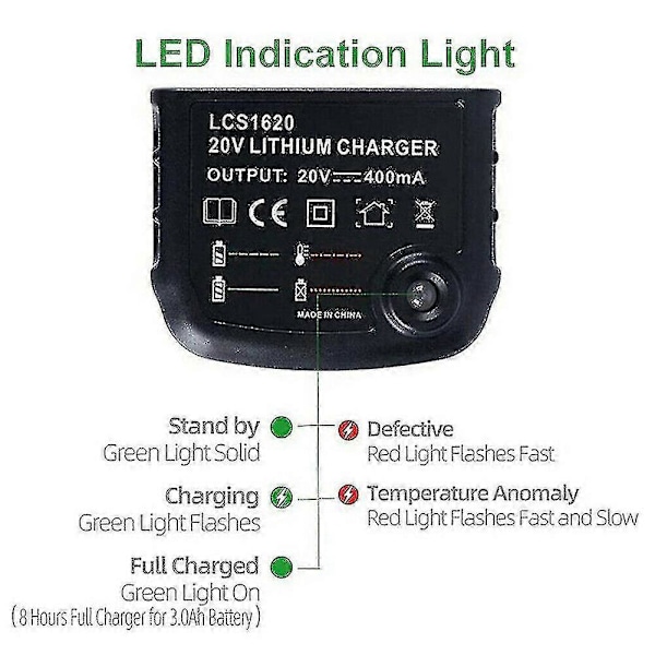 10.8v 14.4v 20v Laddare för Black&decker Li-ion Batteri Ersättning Elektrisk Borr Skruvdragare Kraftverktyg Batteri EU-kontakt Lbx20