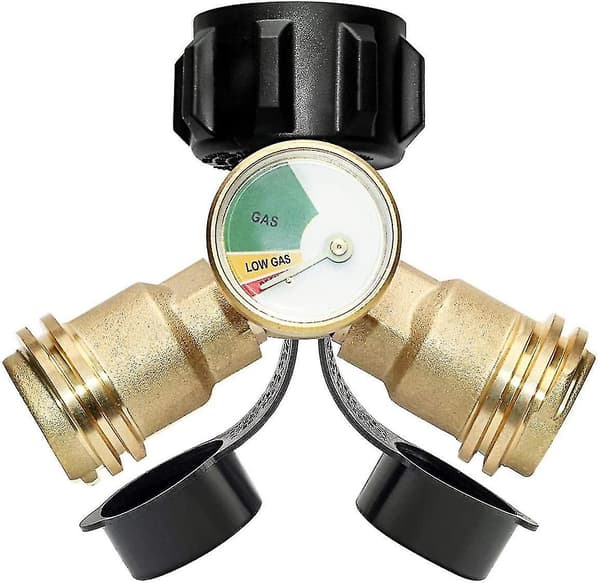 Barsinfi Splitter, Propantank Y-Splitter Adapter, Med Instrument, 2-vejs Lpg Adapter T-forbindelse