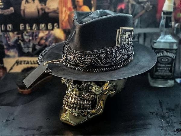Herre Cowboy Hat Punk Style Western Cowboy Hat Skull Hat