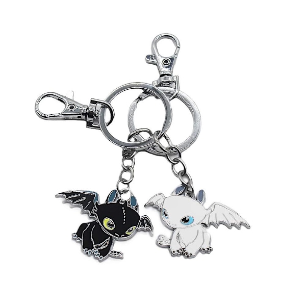 2-pack Par Keychain i Metall, Draksform, Tandlös Keychain, Tandlös Väska Hängare, Present till Kärlekspar, Barn