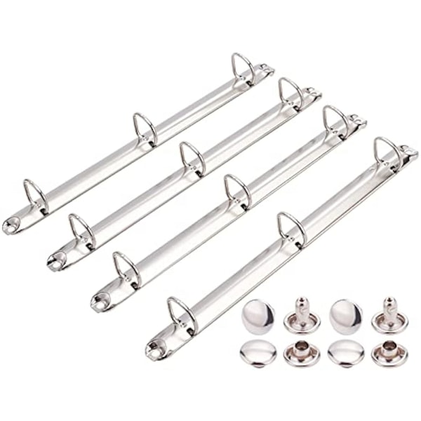 4-pakks A4-notatbok i rustfritt stål med 3-ringsmekanisme, D-ringer, løsbladsbinding, ryggkam, for arrangører og planleggere