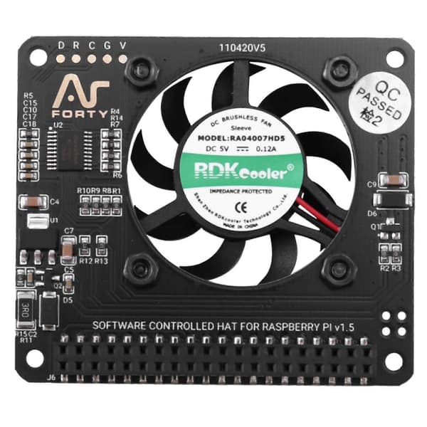 Argon Fläkt HAT för Raspberry Pi 4/3 Kylfläkt med Programvarujusterbar Hastighet / 40mm Stor Fläkt för Ra