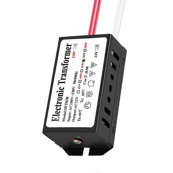 110V til 12V 60W Halogen Lys Strømforsyning Konverter Elektronisk Transformator Svart