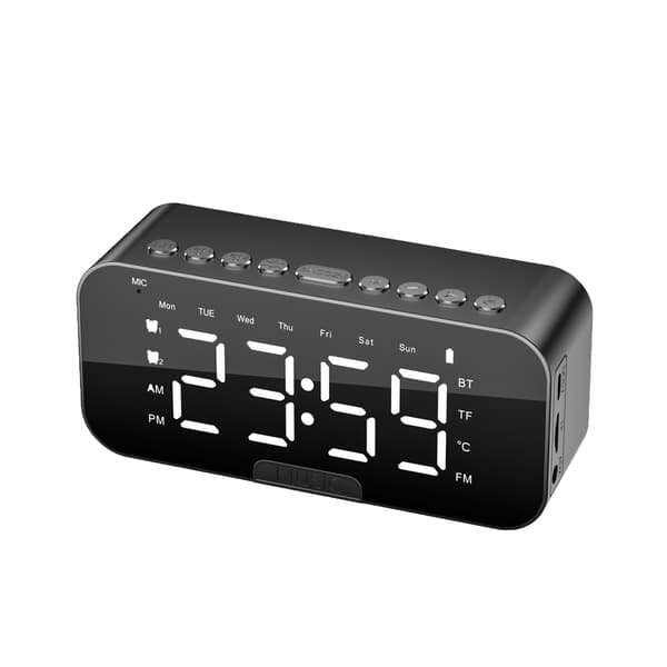 Smart Bluetooth-högtalare, multifunktionell, elektronisk väckarklocka, larmfunktion, skrivbordsklocka, högtalarväckarklocka