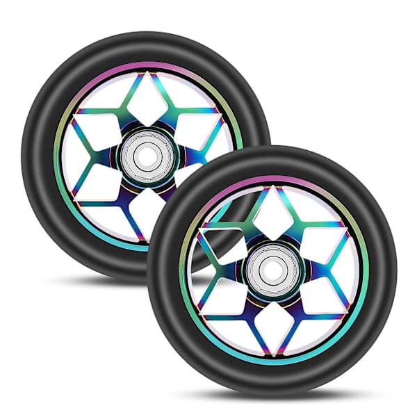 2 kpl Scooter-tarvikkeita 110 mm Scooter-pyöriä Värikkäitä Pu-pyöriä Paksuja Stunt-auton pyöriä Laakereilla