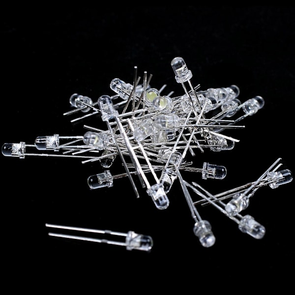 40 stk. 3mm Hvid LED Lampe Lysdiode DC 2.5V-3V