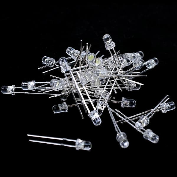40 stk 3mm Hvit LED Lampe Lysdiode DC 2.5V-3V