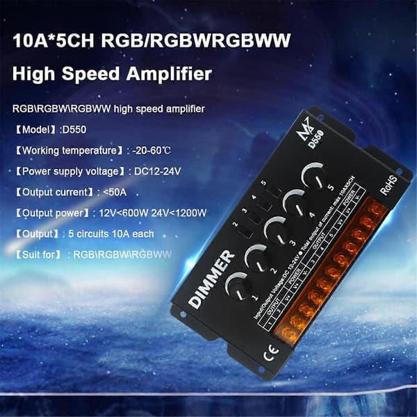 RGBW RGBWW LED Dimmer Kontroller DC5-24V D550 10A x 5CH