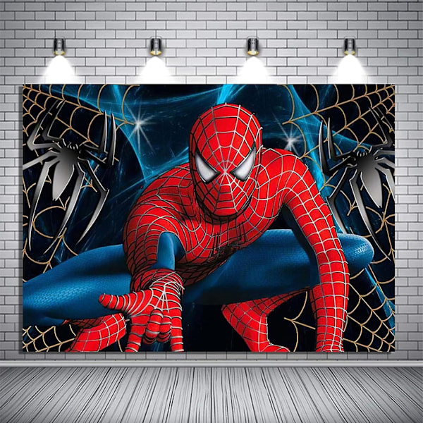 8x6ft Spiderman Fotobakgrund Röd Superhjälte Fotobakgrund för Babyshower Barn Glad Fødselsdag Spiderman Dekoration Tårta Bord Banner