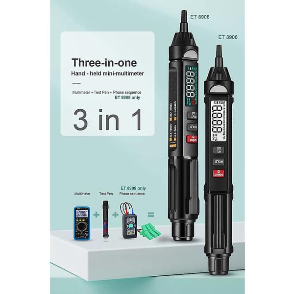 ET8908 Digital 6000 Tællinger Intelligent Professionel Multimeter Sensor Pen Tester Strømmåler Berøringsfri Voltmeter