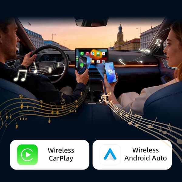 Mini trådløs CarPlay-adapter, grå, for Android-bruk, sølvgrå, kompakt trådløs AutoPlay-adapter for Android Auto, rask automatisk tilkobling