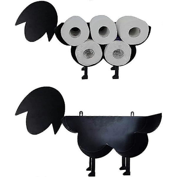 Toiletpapirholder i Metal med Dyreformet Design - Får / Ugle / Ko - Sort